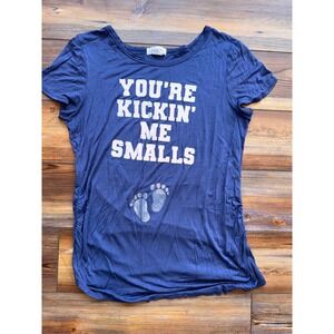 C'est La Vie Maternity Shirt Womens M Blue Excellent Kickin Me Smalls Graphic